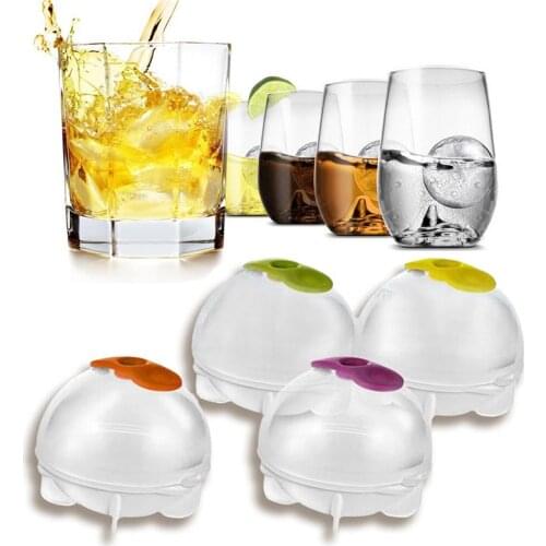 4pcs/set Plastic Ice Cube Ball Brick Maker Tray Round Mold Ice Mould Bar DIY Cooling Tools Round Sphere Ice Ball Model 301-0301