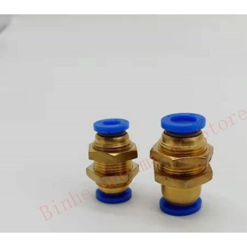 5pcs Free Shipping PM Through diaphragm Joint Quickly intubate Pure copperPneumatic fittings PM04 PM06 PM08 PM10 PM12