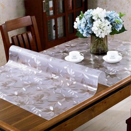 Booksew 1.0/1.2/1.5mm Waterproof Oilproof Transparent Table Cloth PVC Tablecloth Soft Glass For Kitchen Dining Table Cover Mat