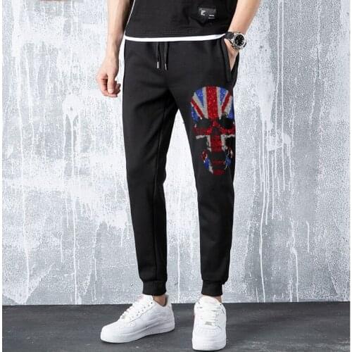 New Men Jogging Pants Hip Hop Streetwear jogger Male Rhinestones Trousers Breathable Autumn Male Hot drill Sweatpants
