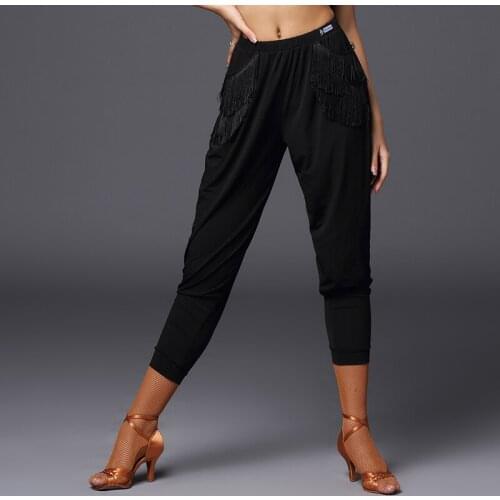 Modern Latin Dance Pants Female Adult Standard Elastic Waist Ballroom/Salsa Performance Dancing Pants Cheap Trousers DWY2763