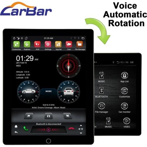 Carbar 9.7" Tesla Style Automatic Rotation IPS Screen 2 Din Universal Android Car DVD GPS Player Radio Car Stereo Voice Control