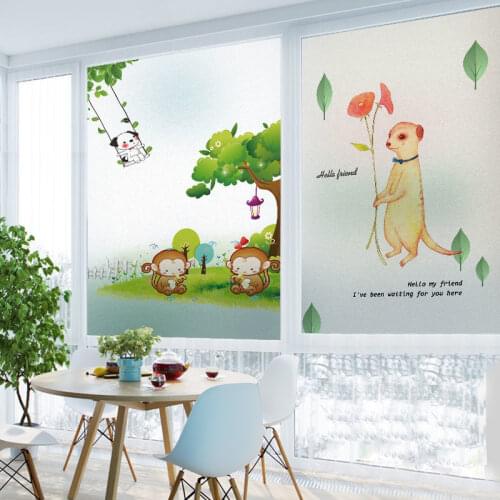 Decorative childrens room window stickers toilet privacy balcony shading cartoon frosted glass film