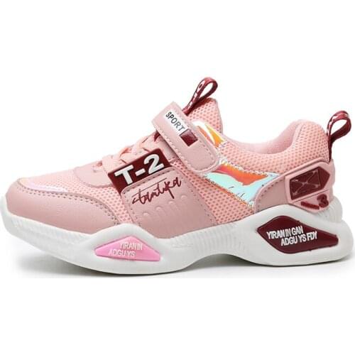 New Girls Running Shoes Pink Black Brand Kids Trainers Girls Spring Autumn School Shoes for Girls Breathable Anti-slip Sneakers