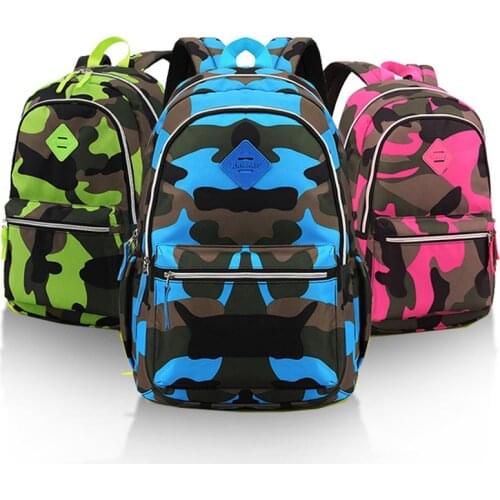 2019 New Arrival Children Camouflage Printing Backpack Green Shoulder Bags Kids School Bags Boy Girls Travel Bag for Teenager
