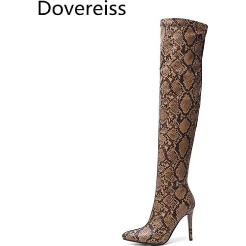 Dovereiss Fashion Female boots Winter sexy Elegant new consice Mixed colors Snakeskin Over the knee boots big size 43