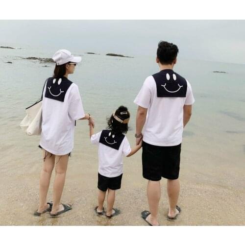 Summer Mommy and Daughter Matching Clothes Korean Style Couple Family Matching Clothes Tshirt Cute Camiseta Clothes AE50FC