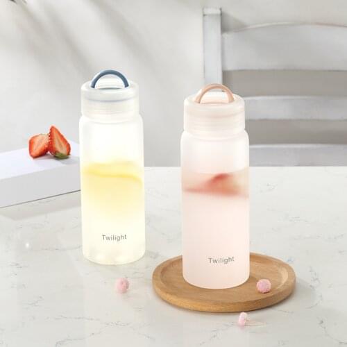 Frosted Matte Clear Glass Water Bottle 420ml Portable Cute BPA Free Waterbottle Milk Juice Cup Home Office Equipment Gifts