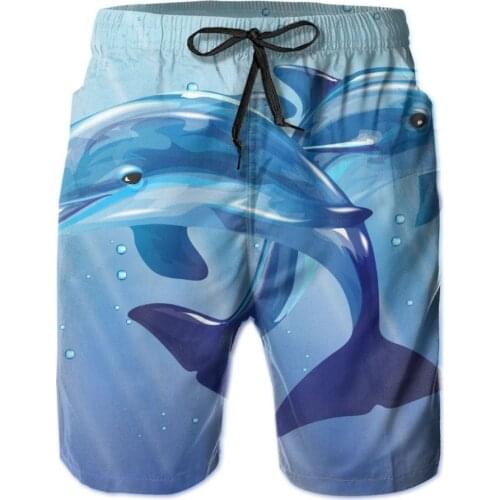 Mens Swimwear Swim Shorts Trunks Dolphins In The Water Beach Board Shorts Swimming Swimsuits Mens Running Sports Surffing shorts