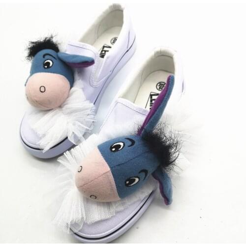HAHAFLOWER New cartoon cute three-dimensional doll hand-painted canvas shoes Tigger flat shoes women