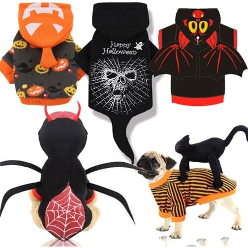 Pet Dog Clothes Halloween Funny Bat Pet Hoody for Small Dogs Cat Costume Warm Dog Coat Spider Jacket Chihuahua French Bulldog