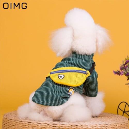 OIMG Spring Autumn Dog Clothes With Zipper Backpack Small Dogs Shirts Striped Dog Hoodies Clothing For Yorkies French Bulldog