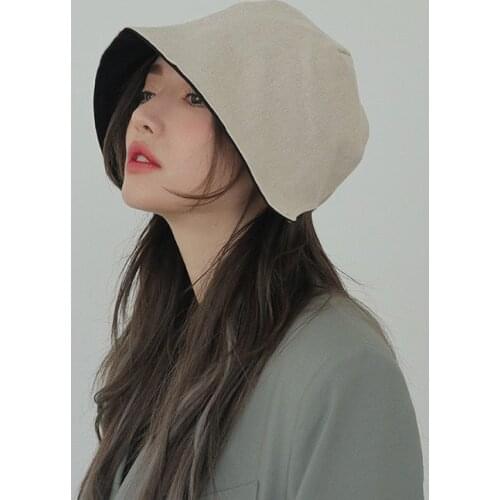 New Summer Autumn Opening Bucket Hat Woman Solid Color Hip Hop Wide Brim Beach UV Protection Round Top Sunscreen Fisherman Cap