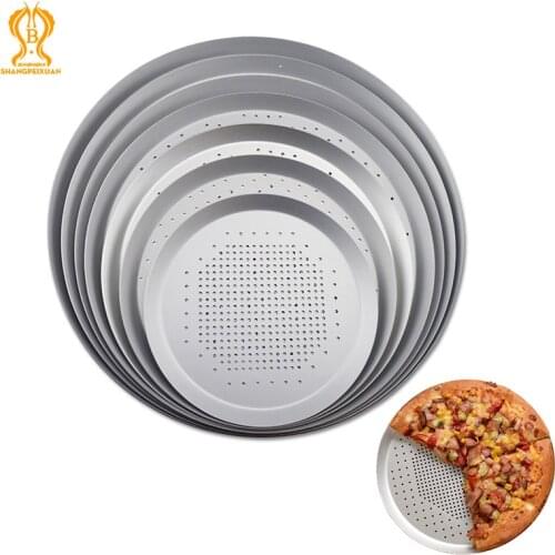 PizzAtHome 6 to 12 inches Pizza Pan Perforated Aluminium Alloy Pan Plate Deep Dish Non-stick Round Pizza Plates Baking Tool