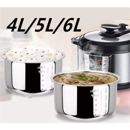 6L Rice Cooker Liner Double Bottom Pressure Cooker Liner Thick Bottom Cooker Liners Honeycomb Non-stick Liner Stainless Steel