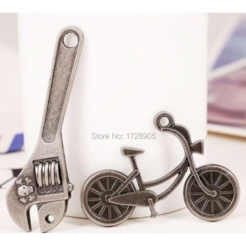 Pendant Wrench Bicycle Pendants 65*19 mm Large 5 pcs Vintage Bronze Silver Plated Metal for Diy Necklace Jewelry Making