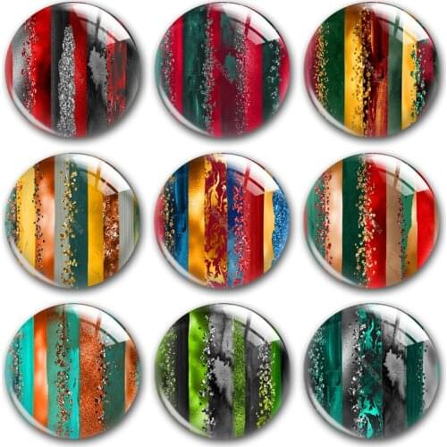 Handmade Merry Christmas Brush Red Green Stroke Round Photo Glass Cabochons Demo Flat Back DIY Jewelry Making Findings Accessory