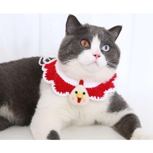 Pet Cat Dog Rabbit Handmade Wool Knitted Cartoon Collar Duck Bear Collar Christmas Custom Photography Prop