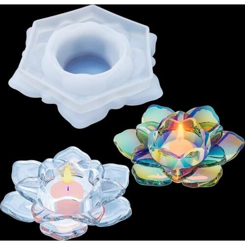 Silicone Flower Lotus Candles Holders Resin Mold Craft Decoration Tool Diy At Home Tealight Candle Stand Candlestick Home Decor