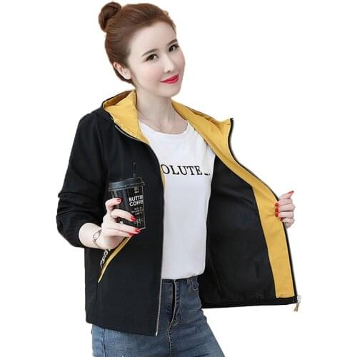 Women Trench Coat Spring Autumn Fashion Hooded Windbreaker Female Lined Short Coat Ladies Outerwear Loose Top Baseball uniform