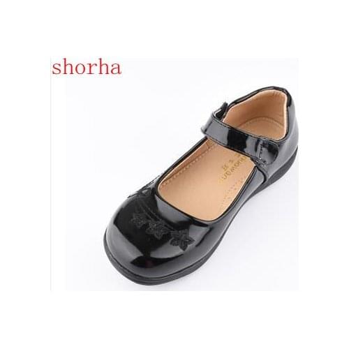 Black elegant Kids Baby Toddler Flower Children Wedding Party Dress Princess Leather Shoes For Girls School Dance Shoes 6-16y