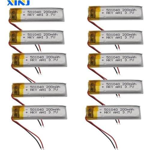 XINJ 10pcs 3.7V 200 mAh Li lithium-polymer battery li po Liion cell 501040 For Music player GPS Pen Sat nav car DVC DVR Camera