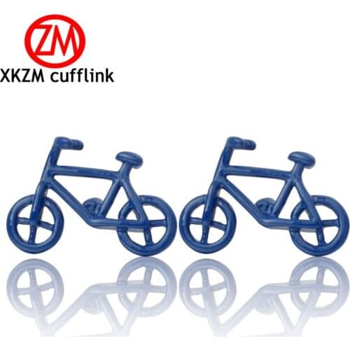 XKZM Free shipping Bicycle Cufflinks cuff links blue/black color novelty bike design copper material cufflinks whoelsale&retail