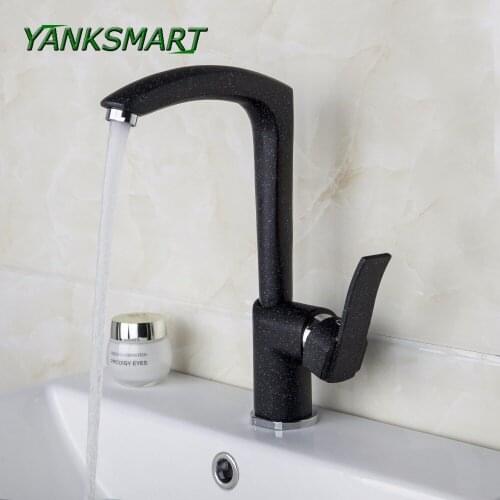 YANKSMART Black Painting dots bathroom basin faucet kitchen single handle mixer tap toilet brass banheiro torneira