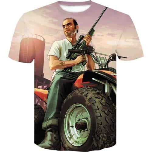 Funny design T shirt Grand Theft Auto Game GTA 5 cool 3D Printed tshirt Casual loose tshirts Brand cosplay teens short-sleeved