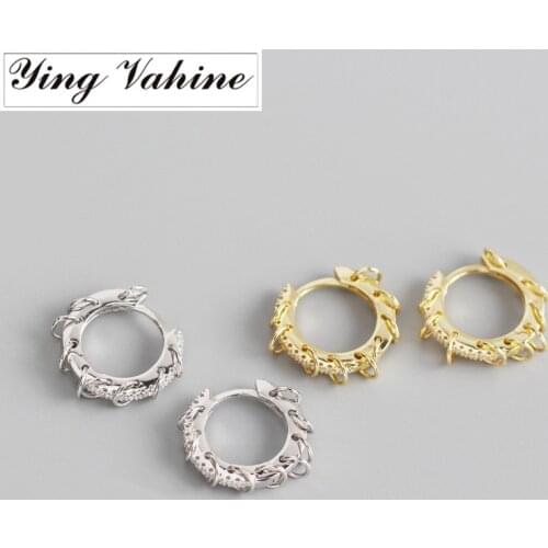 Ying Vahine 100% 925 Sterling Silver Small Zircons Circle Tassels Round Hoop Earrings for Women