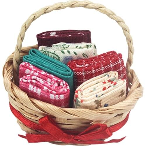 1/12 Dollhouse Miniature Cloth Basket Laundry Kitchen Accessory Dollhouse Decor Ornaments