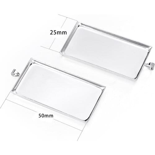 10Pcs 25*50mm Setting Sabochon Cameo Pendant Base Tray Bezel Blank Pendants Fot DIY Pendant Making