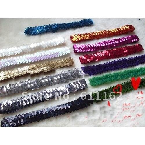 100pcs 1'' Sequin Headbands Baby Headbands For Girl Stretch 1 Inch Sequin Headband best sale