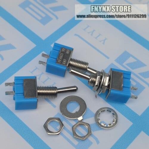 100PCS 6MM Toggle Switch MTS-101 2Pin 2 Gear 2P2T ON-OFF Copper