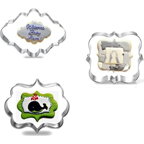 Hot 3pcs Frame Style Cookie Tools Biscuit Cutter Stainless Steel Baking Mold Sugarcraft Pastry Tools Kitchen Accessories Mold
