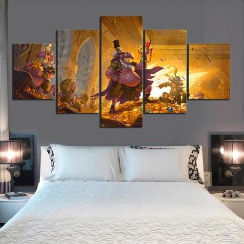 5 Piece Canvas Paintings Hearthstone The Dalaran Heist Game Poster Wall Sticker Artwork Paintings for Home Decor Wall Art