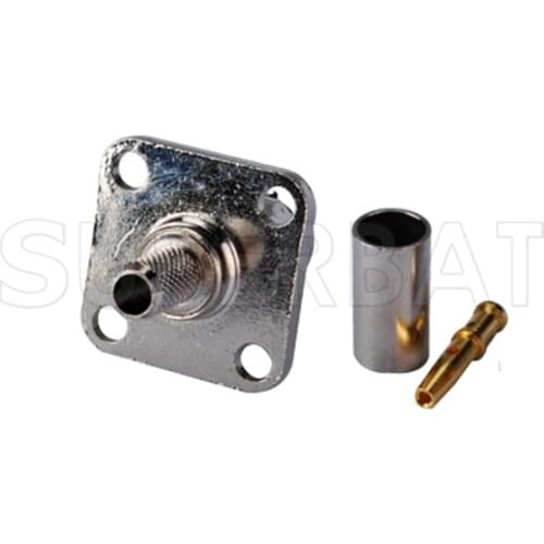 Superbat 5pcs BNC Female Crimp Jack 4 Hole Panel Mount Connector for Cable LMR195/RG58 75Ohm