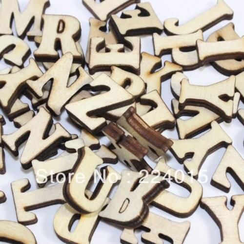 Mixed 50pcs Original Wood Color Natural Wooden Cabochon Alphabet Letter Bead For Childrens Christmas Gift