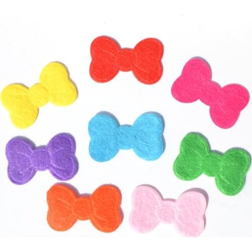 60Pcs 19*30mm Mix Color Bowknot Non-woven Patches Felt Appliques for Clothes Sewing Supplies DIY Crafts Ornament K11