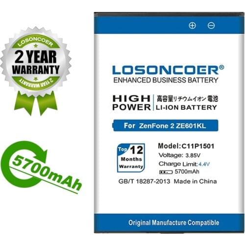 LOSONCOER Battery 5700mAh C11P1501 For Asus Zenfone 2 Laser ZE601KL Battery Selfie ZE550KL Z00LD Z011D ZD551KL ZE600KL