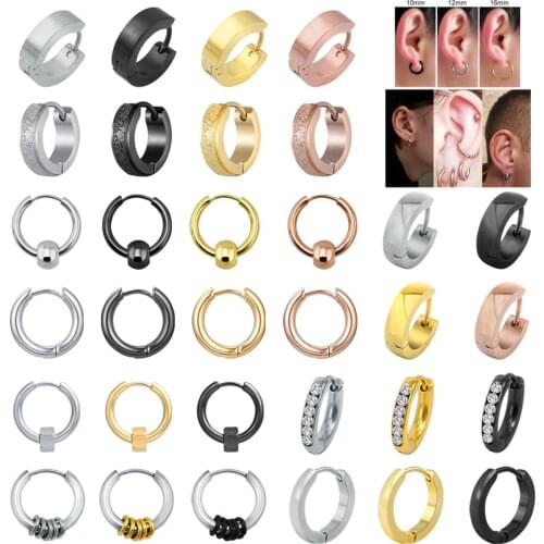 AOEDEJ Stainless Steel Hoop Earrings Women Gold/Rose Gold/Black/Silver Color Round Circle Earring Ear Ring Clip Earrings Jewelry