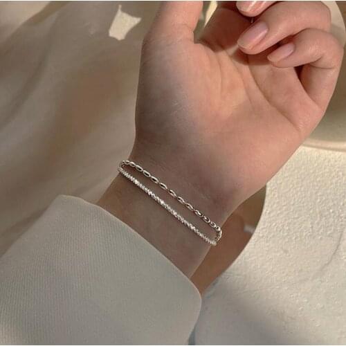 925 Sterling Silver Bracelets 2021 Trendy Unique Sparkling Gypsophila Double Layer Party Jewelry Gifts Girls Accessories