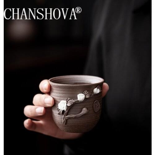 CHANSHOVA Boutique Ceramic Teacup Handmade Three-dimensional Relief Pottery Chinese Tea Set Accessories Master Cup C003