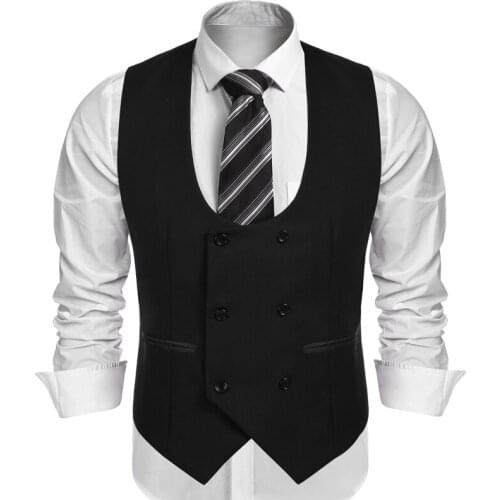 Black Double Breasted Men Vest for Wedding One piece Man Suit Waistcoat New Arrival Europen Size Male Fashion Coat
