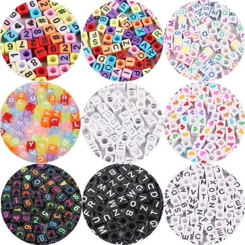 Wholesale Hot Sale 100pcs 6mm Mixed Acrylic Square English Alphabet Letter Charms Beads For Jewelry Making DIY Garment Beads