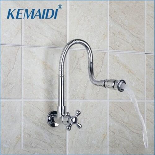 KEMAIDI Kitchen Wall Mount New Brand Hot Sale Shipping All Around Rotate Swivel Chrome Single Cold Faucet Tap RQ8551-3A