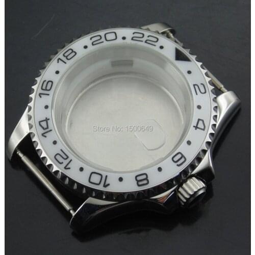 40mm Sapphire glass steel watch case with black Rotate in both directions bezel fit ETA 2836 Mingzhu 2813 DG3804 movement