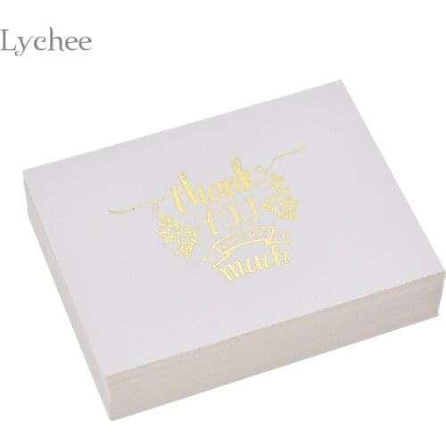 Lychee Life 48pcs Mini Gold Embossed Thank you Scrapbook Paper Card Invitation Letter Greeting Cards Diy Decorative Paper