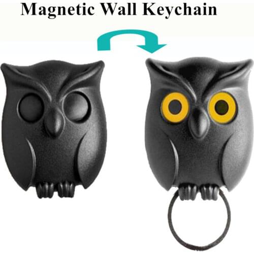 1PCS Wall Hanging Hook Night Owl Black White Brown Magnetic Wall Key Holder Magnets Keep Keychains Key Hanger Hook Hanging Key