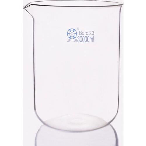 Beaker in low form,Capacity 30000ml,Outer diameter about 330mm,Height about 450mm,Laboratory beaker